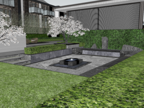 SU model of a demonstration area and a row of luxury residential buildings Modèle 3D