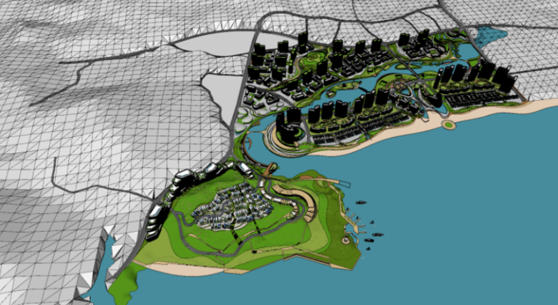 Blue Tribes-SU Model for Coastal Cultural Residence Purpose Modelo 3D .c4d .max .obj .3ds .fbx .stl .blend