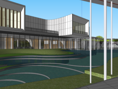 Modern Water Stone International Architecture in a Certain Aesthetic Demonstration Zone Modelo 3D