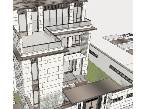 SU model of riverside townhouse building 3D Model