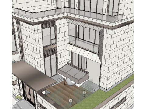 SU model of riverside townhouse building 3D Model