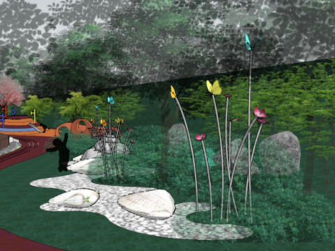 SU Model Design of Streamlined Childrens Paradise Landscape 3D 模型