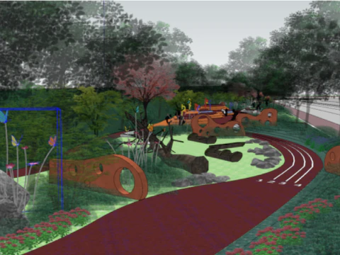 SU Model Design of Streamlined Childrens Paradise Landscape 3D Model