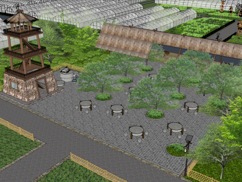 Modello SU per la pianificazione e progettazione di dettaglio di un nuovo villaggio turistico sicuro Modello 3D