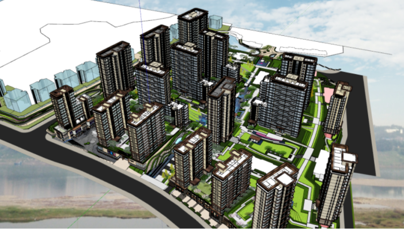 SU model of a modern high-rise mansion area and landscape in a city Modèle 3D .c4d .max .obj .3ds .fbx .stl .blend 