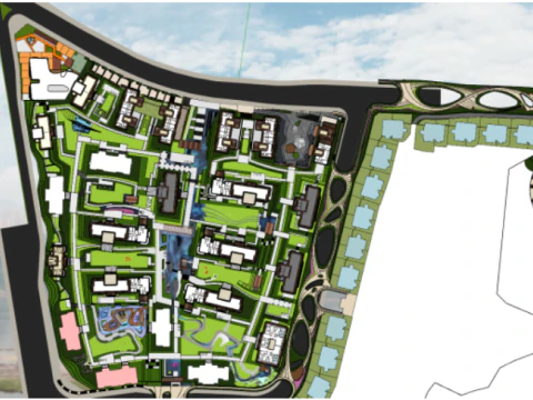 SU model of a modern high-rise mansion area and landscape in a city 3D Model