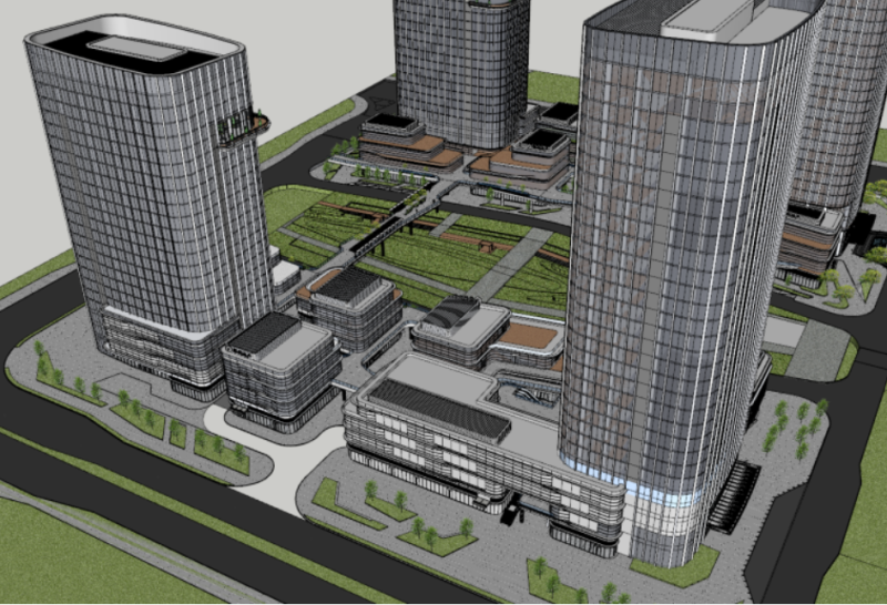 SU Model of an International Financial Center Business Commerce Leisure 3D मॉडल .c4d .max .obj .3ds .fbx .stl .blend