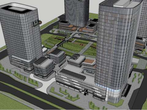 SU Модель міжнародного фінансового центру Бізнес Комерція Відпочинок 3D Модель