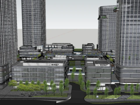 Modelo SU de um Centro Financeiro Internacional Neg&oacute;cios Com&eacute;rcio Lazer Modelo 3D