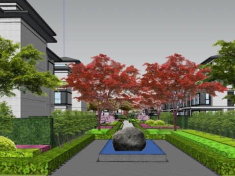 SU model of courtyard architectural landscape 3D Model