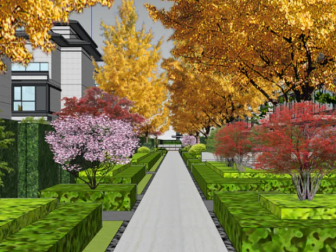 SU model of courtyard architectural landscape 3D Model