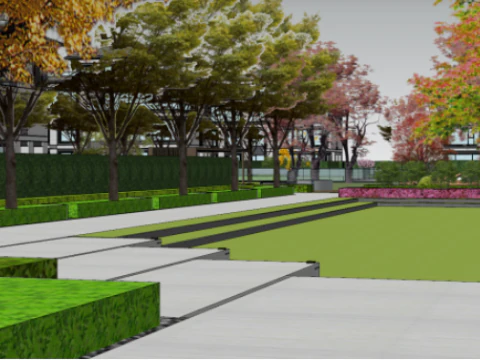 SU model of courtyard architectural landscape 3D Model