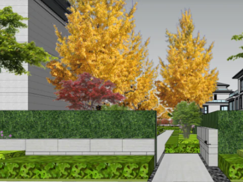 SU model of courtyard architectural landscape 3D Model