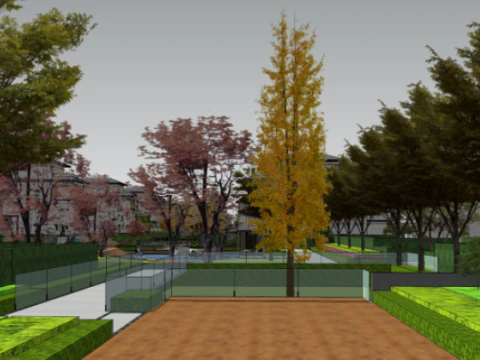 SU model of courtyard architectural landscape 3D Model