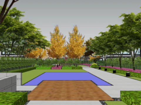 SU model of courtyard architectural landscape 3D Model