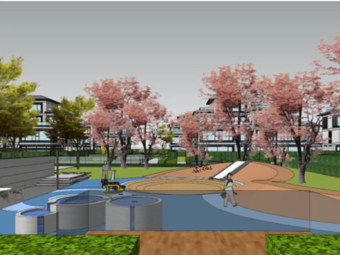 SU model of courtyard architectural landscape 3D Model