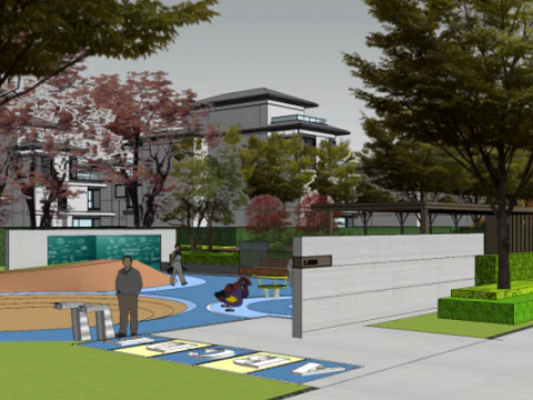 SU model of courtyard architectural landscape 3D Model
