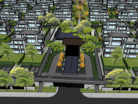 SU model of courtyard architectural landscape 3D Модель