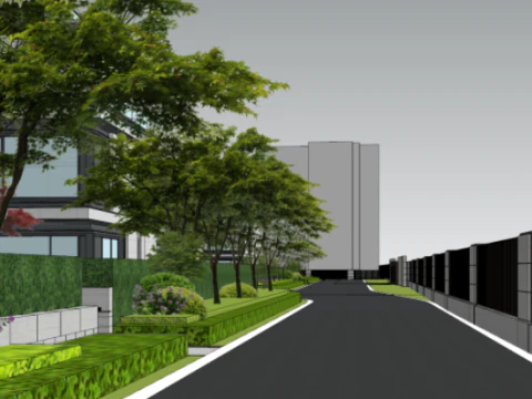 SU model of courtyard architectural landscape 3D Model