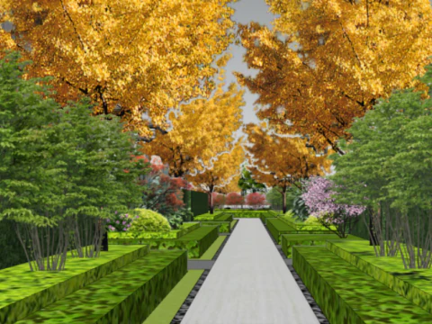 SU model of courtyard architectural landscape 3D Model