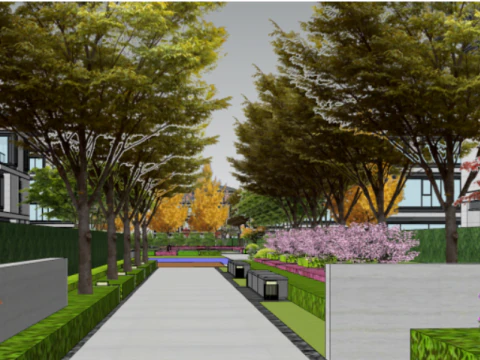 SU model of courtyard architectural landscape 3D Model