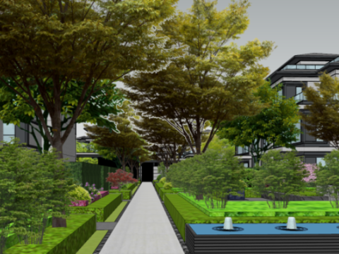 SU model of courtyard architectural landscape 3D 模型