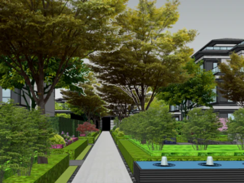 SU model of courtyard architectural landscape 3D Model