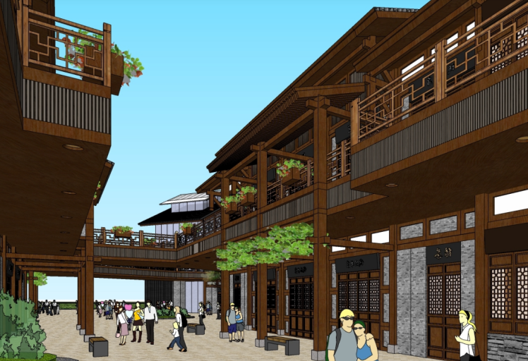 National Commercial Street Antique Old Street Building Renovation Plan Modello 3D .c4d .max .obj .3ds .fbx .stl .blend 