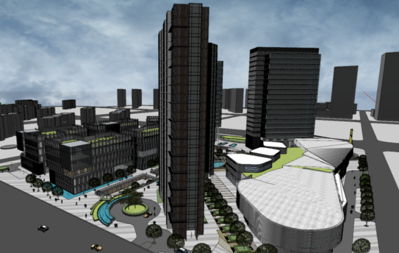SU Model of TOD Complex Building in an International Plaza Modello 3D .c4d .max .obj .3ds .fbx .stl .blend 