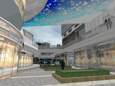 SU Model of TOD Complex Building in an International Plaza Modello 3D