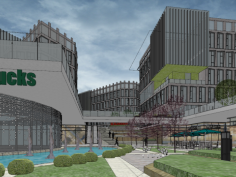 SU Model of TOD Complex Building in an International Plaza Modello 3D