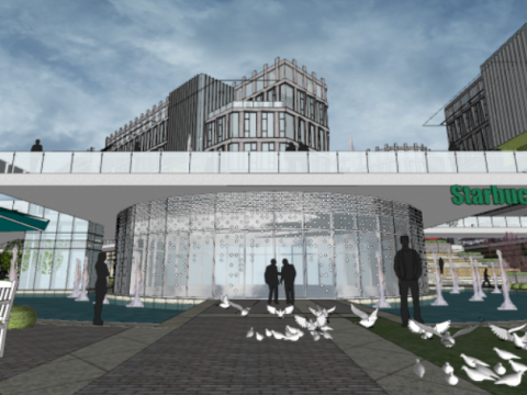 SU Model of TOD Complex Building in an International Plaza Modello 3D