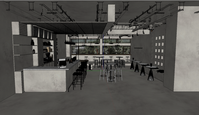Coffee shop SUmaterial texture indoor SU model overall space 3D Modell .c4d .max .obj .3ds .fbx .stl .blend