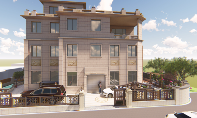 European Style-High-end Villa Courtyard Landscape SU Model 3D 模型 .c4d .max .obj .3ds .fbx .stl .blend