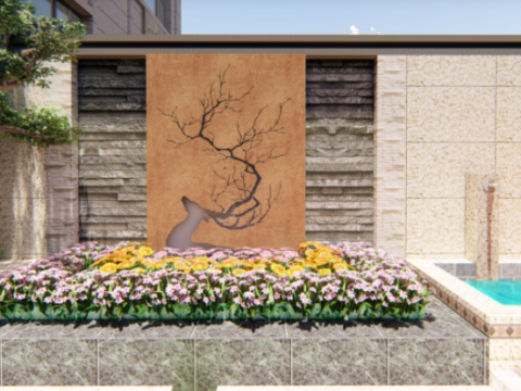 European Style-High-end Villa Courtyard Landscape SU Model 3D 模型