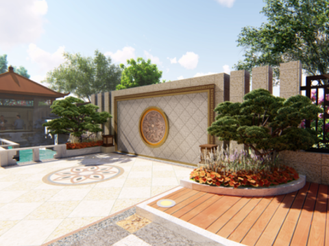 European Style-High-end Villa Courtyard Landscape SU Model 3D 模型