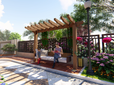 European Style-High-end Villa Courtyard Landscape SU Model 3D 模型