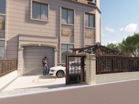 European Style-High-end Villa Courtyard Landscape SU Model 3D 模型