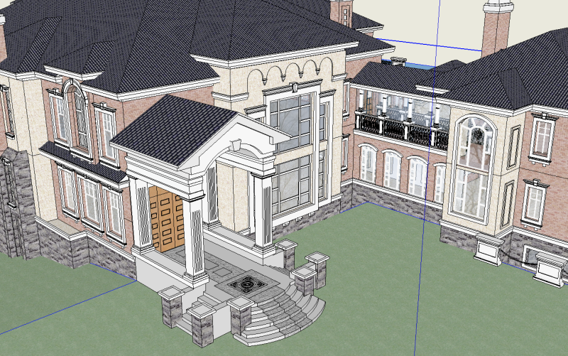 European waterfront private mansion villa building su model Modelo 3D .c4d .max .obj .3ds .fbx .stl .blend 