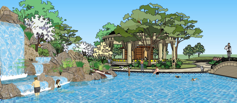 European-style leisure park landscape design sketchup model 3D मॉडल .c4d .max .obj .3ds .fbx .stl .blend 