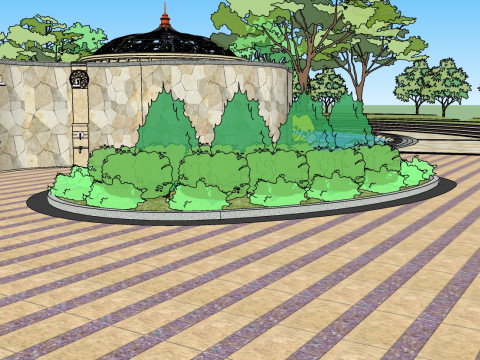 European-style leisure park landscape design sketchup model 3D मॉडल