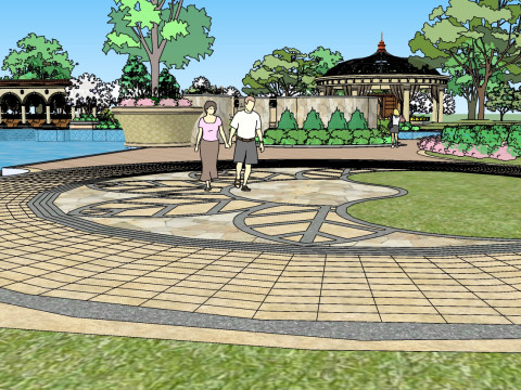 European-style leisure park landscape design sketchup model 3D मॉडल