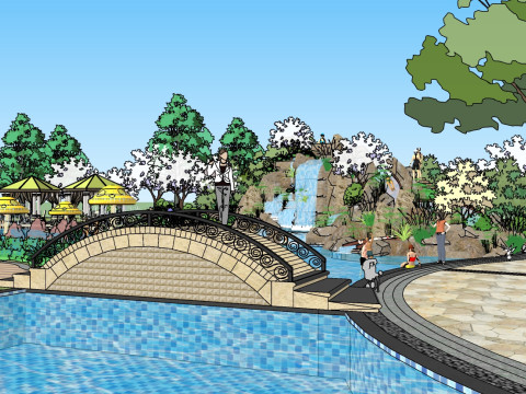 European-style leisure park landscape design sketchup model 3D मॉडल