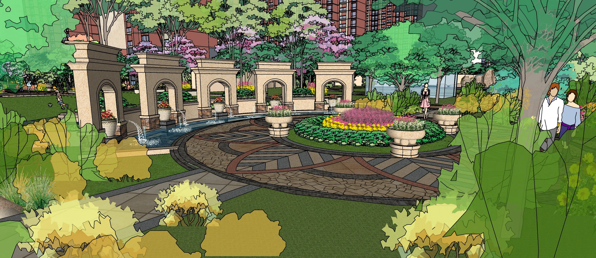 European-style small square landscape design sketchup model 3D Model .c4d .max .obj .3ds .fbx .stl .blend 