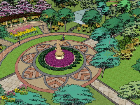 European-style small square landscape design sketchup model 3D Model