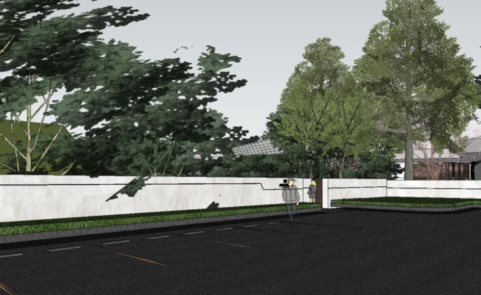 Modern hafif l&uuml;ks basit konut g&ouml;steri alanının peyzaj taslak modeli 3D Model .c4d .max .obj .3ds .fbx .stl .blend 
