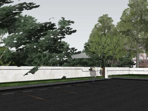 Modèle d'esquisse de paysage de zone de démonstration résidentielle simple et de luxe léger et moderne Modèle 3D