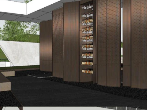 Modern hafif l&uuml;ks basit konut g&ouml;steri alanının peyzaj taslak modeli 3D Model