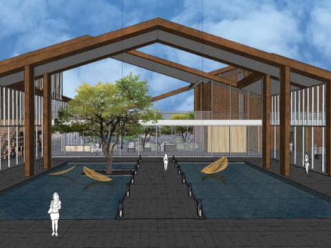 Modern Style Exhibition Center Architectural Sketching Model 3D 模型