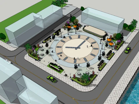 SU model of a clock leisure small square 3D Model
